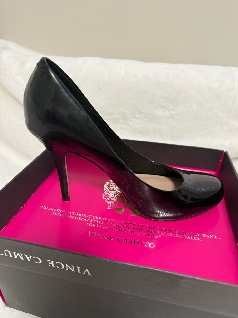 Vince Camuto Black Patent Leather Stiletto Pump
